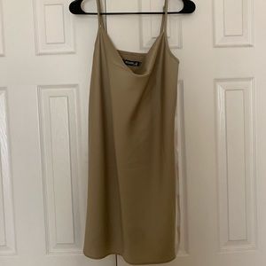 Misguided satin straps crowl neck dress
